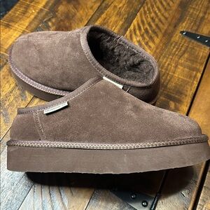 Bearpaw Caroline Suede Platform Slippers - Women's Size 8 Like New